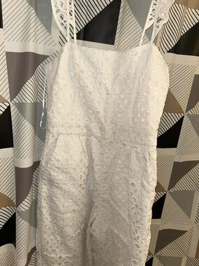 J. Crew White Eyelet Strap Romper Jumpsuit